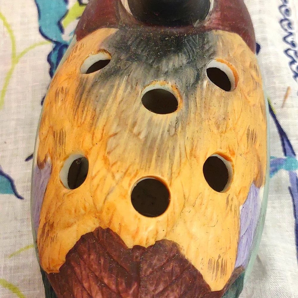 Porcelain Hand Painted Figural Mallard Duck Pencil Holder Vintage